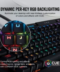 Corsair K70 RGB MK.2 Mechanical Gaming Keyboard - USB Passthrough & Media Controls - Linear & Quiet - Cherry MX Red - RGB LED Backlit (CH-9109010-NA) MX RED (Linear) Black 28 71GCdpPWL 1