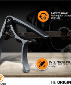 GUITARX X1 Capo for Acoustic Guitar, Electric Guitar Capo - Also For Bass, Ukulele, Banjo and Mandolin - #1 Brand Among Guitar Capos - Aluminum Alloy, 2-Pack 11 71GDFFvSHqL