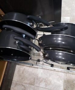 Rev-A-Shelf 2-Tier Kitchen Cabinet Pull Out 12" Cabinet Organizer for Pots, Pans, and Lid Cookware, Adjustable Heavy Duty Wire, Chrome, 5CW2-1222-CR 12 in. 51 71GDYRUyfoL