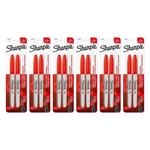 Sharpie Permanent Markers, Fine Point, Red Ink, Pack of 12 (30102) 1 pack