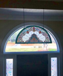 Design Toscano Lady Astor Demi-Lune Stained Glass Window Hanging Panel, 32 Inch, Amethyst Moon, 0.50" x 33.50" 20 71GDrlGU8L