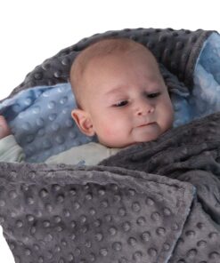 Reversible Unisex Children's Soft Baby Blanket Minky Dot (Light Blue/Grey) Light Blue/Grey 15 71GDuO0jbPL