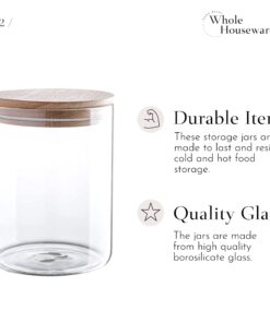 Alternative view of WHOLE HOUSEWARES 24 oz Clear Canister Set with Beech Wood Lids | 2 pcs Food Storage Canister for Kitchen & Pantry Organization and Storage | Ideal for Grains, Sugar, Spices & Herbs set of 2 24oz