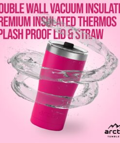 Arctic Tumblers | 30 oz Matte Pink Insulated Tumbler with Straw & Cleaner - Retains Temperature up to 24hrs - Non-Spill Splash Proof Lid, Double Wall Vacuum Technology, BPA Free & Built to Last 30 oz Tumbler Matte Pink Powder Coat 18 71GElBCD2pL