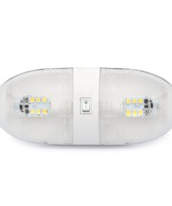Lumitronics RV 12V Double LED Ceiling Dome Light - On/Off Switch - Removable Lenses Double 1-Pack 12 71GFXFLjtJL