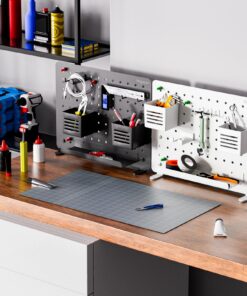 PEGZONE Clamp-on Desk Pegboard, Desk Accessories for Office Gaming Home, Magnetic Metal Peg Board with 10 Accessories, Privacy Panel for Office, Desk Organizer Set, 16.5" x 12.6", Medium, Black 13 71GHMgjHNdL