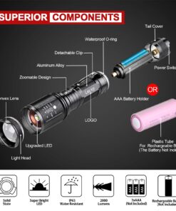 Alternative view of LETMY LED Tactical Flashlight S2000 PRO - 2Pcs Ultra Bright LED Flashlights High Lumens - Zoomable, 5 Modes Flashlights, Water Resistant Flash Light for Outdoor, Emergency - Gifts for Men & Women 2 Pack