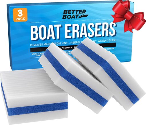 Premium Boat Scuff Erasers | Boating Accessories Gifts for Cleaning Boat Accessories or Gift for Pontoon Fishing Jon Boats Decks Vinyl Boat Cleaner Hull Cleaner Gadgets for Men and Women 3 Pack