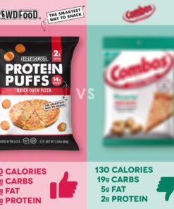 Shrewd Food Protein Puffs, Low Carb Cheese Pizza Puffs, High Protein Crunch, Keto Friendly Snack, Savory Protein Chip, 14g Protein Per Serving, 2g Carbs, Brick Oven Pizza, 8 Pack 25 71GJbS SUyL