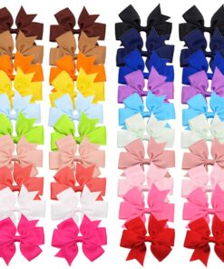 CÉLLOT 40Pcs 3 Inch Boutique Grosgrain Ribbon Pinwheel Hair Bows Alligator Clips For Girls Toddlers Accessories Teens Gifts In Pairs 40pcs/20color-A 30 71GL9 jYfL