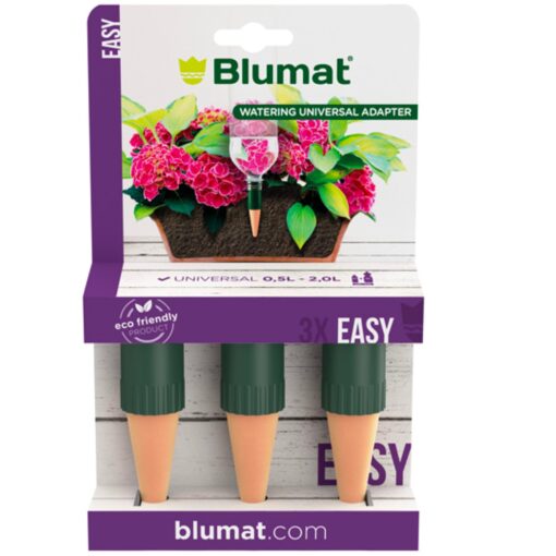 Blumat Bottle Adapter (3 Pack): Self Watering Spikes/Houseplant Watering Stakes, Automatic Irrigation System, Use When On Vacation,Terracotta Spikes to use with Recycled Plastic Water Bottles (3 Pack)