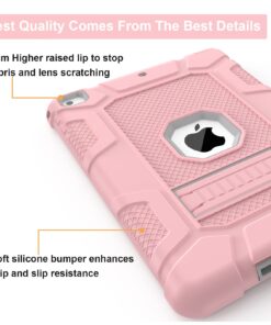 iPad Mini 5 Case, iPad Mini 4 Case, Hybrid Three Layer Armor Shockproof Rugged Drop Protection Cover Case Built with Kickstand for iPad Mini 4/5 7.9 Inch Rose gold+Gray 29 71GLRo9JKL