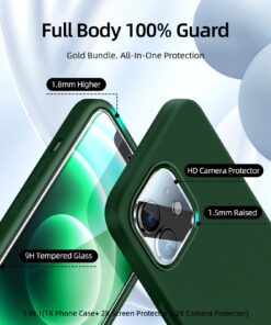 Alternative view of JTWIE [5 in 1 for iPhone 12 Phone Case/iPhone 12 Pro Phone Case with Screen Protector and Camera Lens Protector, Liquid Silicone Phone Case for iPhone 12 Pro (Alpine Green)… Alpine Green