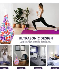 280ml Purple Rose Essential Oil Diffuser Glass Aromatherapy Ultrasonic Humidifier - Auto Shut-Off,Timer Setting, BPA Free for Home Hotel Yoga Leisure SPA Gift G5-280ml Purple Rose Aladdin Vase 280ml 23 71GMDHm84S