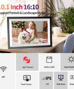 Alternative view of 10.1 inch WiFi Digital Picture Frame, 32GB Smart Digital Photo Frame with WiFi Share Photo Video via Frameo App 10.1" Black
