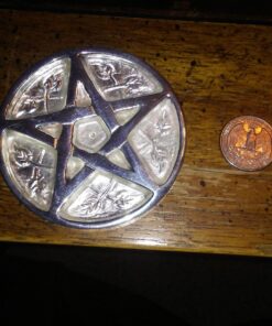New Age Imports, Inc. - Pentagram Altar Tile Solid Brass with Silver Plating 3-Inches Diameter. 28 71GN3ntORxL