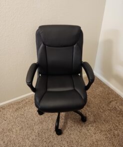 Amazon Basics Classic Puresoft PU Padded Mid-Back Office Computer Desk Chair with Armrest, 26"D x 23.75"W x 42"H, Black 33 71GOb8mqdcL