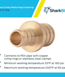 SharkBite 1/2 x 3/4 Inch Crimp Reducing Coupling, Brass Plumbing Fitting, PEX Pipe, PE-RT, UC058LFA 1/2 in. x 3/4 in. Copper 8 71GPNJDK9bL