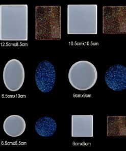 Alternative view of 6 Pack Big Designs Resin Molds,Square Round Silicone Jewelry Casting Molds Coaster Molds for Resin Jewelry Making DIY Craft