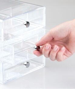 iDesign Plastic Divided 3-Drawer Vanity & Countertop Organizer – 7" x 6.5" x 6.5”, Clear 3 Drawer 35 71GPp3cfSwL