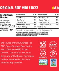 Alternative view of CHOMPS Snack Size Grass Fed Beef Jerky Snack Sticks, Keto, Paleo, Whole30 Approved, Sugar Free, Low Carb, Nitrate Free, Gluten Free, High Protein, Non-GMO, 40 Calories 0.5 Oz, Original Beef 24 Pack