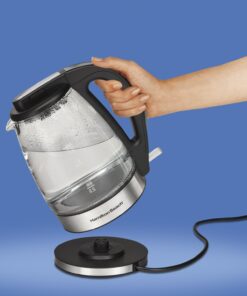 Hamilton Beach 1.7 L Glass Electric Kettle for Tea and Water, Cordless, LED Indicator, Auto-Shutoff and Boil-Dry Protection, Brushed Metal (40865), Clear Glass Kettle - Discontinued 17 71GR16rlHL 1