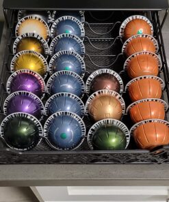 RECAPS Coffee Pod Holder Pod Drawer Storage Pods Holder Coffee Capsules Kitchen Organizer Compatible with Vertuoline Vertuo Stores 40 Capsules Black Color Cast Iron 57 71GRkznXjLL