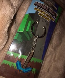 JINX Minecraft Diamond Pickaxe Metal Key Chain (Metallic with Enamel Fill, One Size) 9 71GSG0e8drL