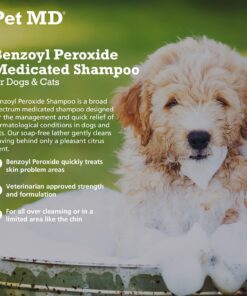 Pet MD - Benzoyl Peroxide Medicated Shampoo for Dogs and Cats - Effective for Skin Conditions, Dandruff, Itch Relief, Acne and Folliculitis - Citrus Scent - 12 oz 17 71GTpunCeJL