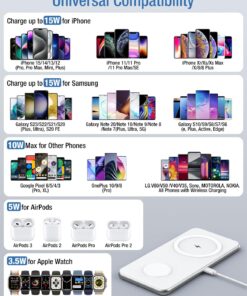 2 in 1 Wireless Charger, 15W Dual Wireless Charging Pad for iPhone 15/15 Pro/14/14 Pro/13/13 Pro/12/12 Pro/11/X, Samsung S23/S22/S21, Airpods 3/2/Pro, iWatch 8/7/6/SE/5/4/3/2(with QC 3.0 Adapter) White 22 71GV0JcIZDL