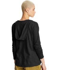 Hanes Women’s Slub Knit Hoodie, Women’s Zip-Front Hoodie, Women’s Cotton Jersey Hoodie, Knit Cotton Jacket Large Black 11 71GVEOOcR4L