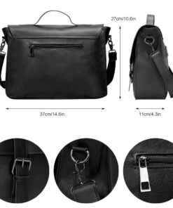 Berchirly Pu Leather Messenger Bags 14Inch Laptop Briefcases Handbag Men Document Carrier Crossbody Bag Large Style1_black 11 71GW1sab9FL
