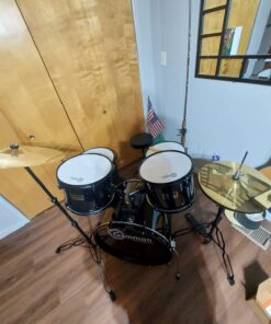 Gammon Percussion Full Size Complete Adult 5 Piece Drum Set with Cymbals Stands Stool and Sticks, Black 27 71GW3kk2HIL