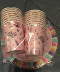Pink Tribal Boho Girl Birthday Party Supplies Set Plates Napkins Cups Tableware Kit for 16 17 71GYPq7CrRL
