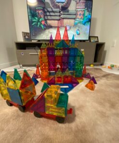 cossy 120Pcs Magnet Tiles Magnetic 3D Building Blocks Set Educational Construction Toys for 3+ Year Kids with Stronger Magnets, Rivets-Fastened, Educational, Recreational, Conventional 120 43 71GZu3oNIAL