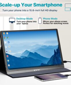 KYY Portable Monitor 15.6inch 1080P FHD USB-C, HDMI Computer Display HDR IPS Gaming Monitor w/Premium Smart Cover & Screen Protector, Speakers, for Laptop PC MAC Phone PS4 Xbox Switch 30 71Ga8dEHcdL