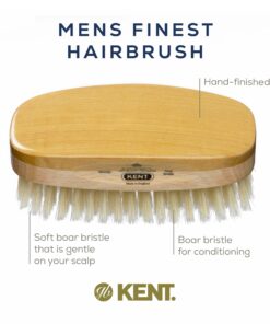 Kent MS23D Finest Men's Military Style Hair Brush - Satin and Beechwood Travel Size Base, Soft Pure White Natural Boar Bristle Ideal for Fine or Thinning Hair and Sensitive Scalps 11 71GauGLs96L