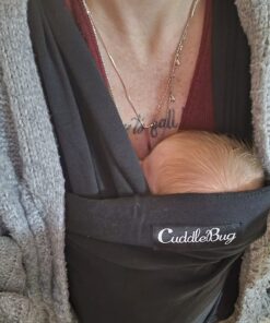 CuddleBug Baby Wrap Sling + Carrier - Newborns & Toddlers up to 36 lbs - Hands Free - Gentle, Stretch Fabric - Ideal for Baby Showers - One Size Fits All (Black) Black 29 71Gbq77AjL