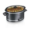 Hamilton Beach Slow Cooker with 3 Cooking Settings, Dishwasher-Safe Stoneware Crock & Glass, 8-Quart Built-In Lid Rest, Black 8-Quart; Built-In Lid Rest 25 71GcVV0x9TL