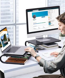Monitor Stand Riser, Monitor Riser, Laptop Stand for Desk, Laptop Riser, Desk Organizer for Monitor, Laptop Shelf w/Vented for Screen, Computer Stand for Laptop, PC, Printer, for Home & Office Black 32 71GdagzGeML 1