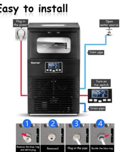 COSTWAY Commercial Ice Machine, 88LBS/24H Automatic Portable Freestanding Ice Cube Maker with Scoop, Auto-Clean Ice Machine for Supermarkets Cafes Bakeries Bars Restaurants Black 16 71GdfbvX9 L