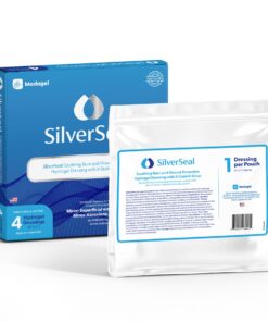 SilverSeal Burn and Wound Dressing | Hydrogel Pads with X-Static Silver | Soothing, Moist & Protective | Burns, Cuts & Wounds | 4 Sterile Dressings 4"x4" Patch (4 Count) 40 71GeecVpsjL