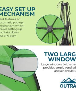 Outrav Pop Up Beach Tent - Quick and Easy Set Up, Family Size, Portable Sun and Water Shelter and Shade Canopy - for Fishing, Camping, Hiking and Outdoor Activities Green 10 71GehDdpZHL