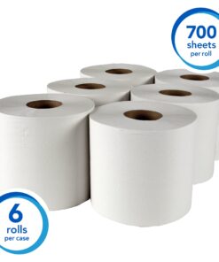 Scott® Essential Roll Control Center Pull Paper Towels (01032) with Fast-Drying Absorbency Pockets, Perforated Full-Sized Hand Paper Towels, White (6 Rolls per Case, 4,200 Sheets Total) 7 71GewysJuEL