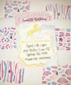 POP parties Magical Unicorn 12 Large Invitations - 12 Invitations + 12 Envelopes - Double Sided 22 71GfOlRIfwL