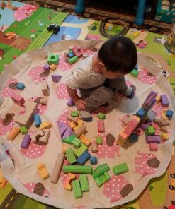 3 Sprouts Play Mat Bag – Large Portable Floor Activity Rug for Baby Storage - Elephant 12 71GfSOuk9oL