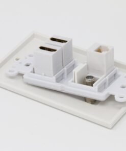 Alternative view of RiteAV - 2 Port HDMI 1 Port Coax Cable TV- F-Type 1 Port Cat6 Ethernet White Decorative Wall Plate