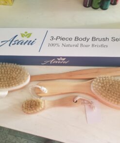 Dry Brushing Body Brush Set with 100% Natural Boar Bristles (Set of 3) | Skin Exfoliating Kit with Long Detachable Back Brush, Contour Body and Face Brushes | Lymphatic Drainage, Cellulite Treatment 43 71GgTG8EiSL
