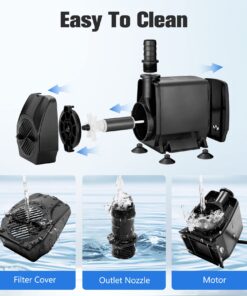 KEDSUM 880GPH Submersible Water Pump(3500L/H, 100W), Ultra Quiet Water Pump with 11.3ft High Lift, Fountain Pump with 5.9 ft Power Cord, 3 Nozzles for Fish Tank, Pond, Aquarium, Hydroponics 27 71Gh KIzXjL