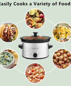 2-Quart Electric Oval Slow Cooker - Adjustable Temp, Entrees, Sauces, Stews & Dips, (Stainless Steel) 11 71GhUC ErVL